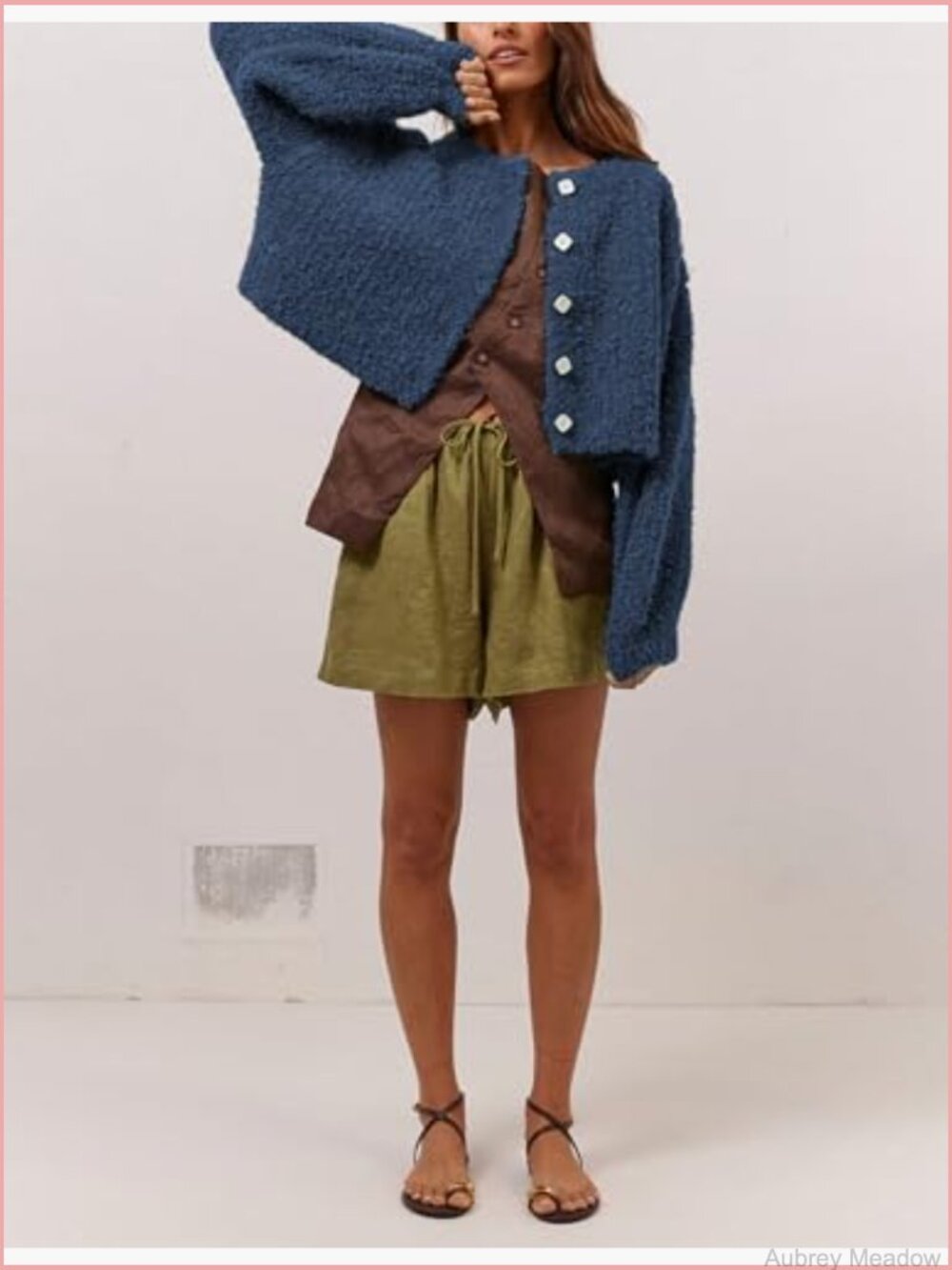 Cropped Cardigan Sweater Open Front Fluffy Knit Jacket - Picture 5 of 7